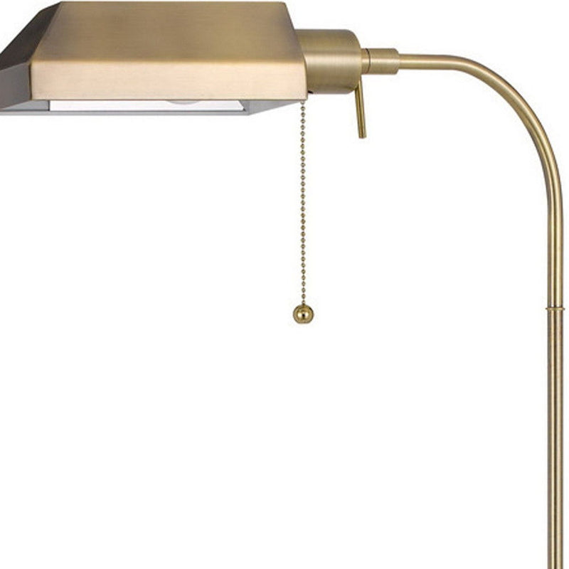 Adjustable Traditional Shaped Floor Lamp With Bronze Square Shade - Brass