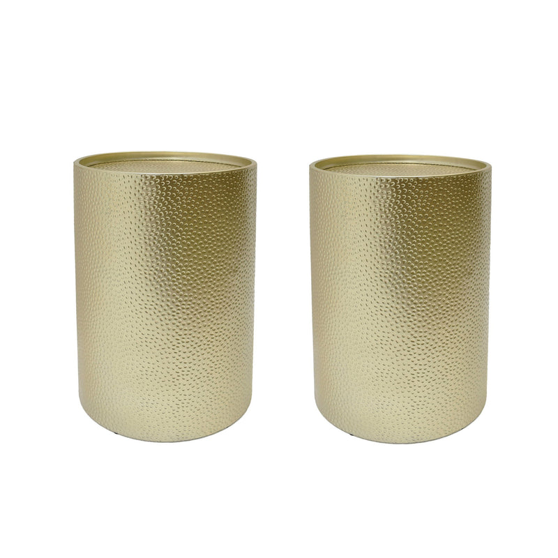 Iron Round Pedestal End Tables (727050) (Set of 2) - Gold
