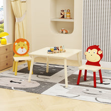 Load image into Gallery viewer, Kids Table And 2 Chairs Set, 3 Pieces Toddler Table And Chair Set, Wooden Activity Play Table Set (Lion&amp;Monkey) - Natural
