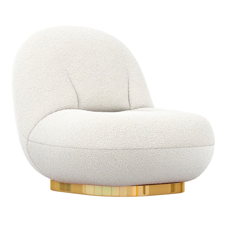 Boucle Accent Chair - White And Gold
