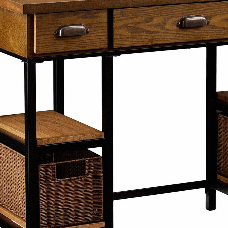 Writing Desk With Three Drawers - Gray / Black