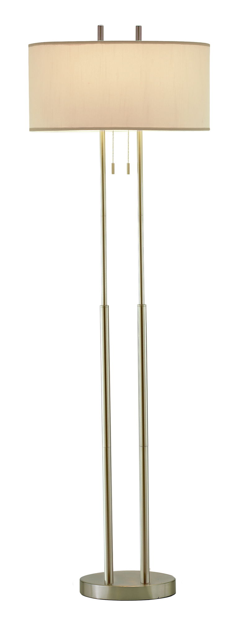 Brushed Task Floor Lamp With Fabric Drum Shade - Silver / White