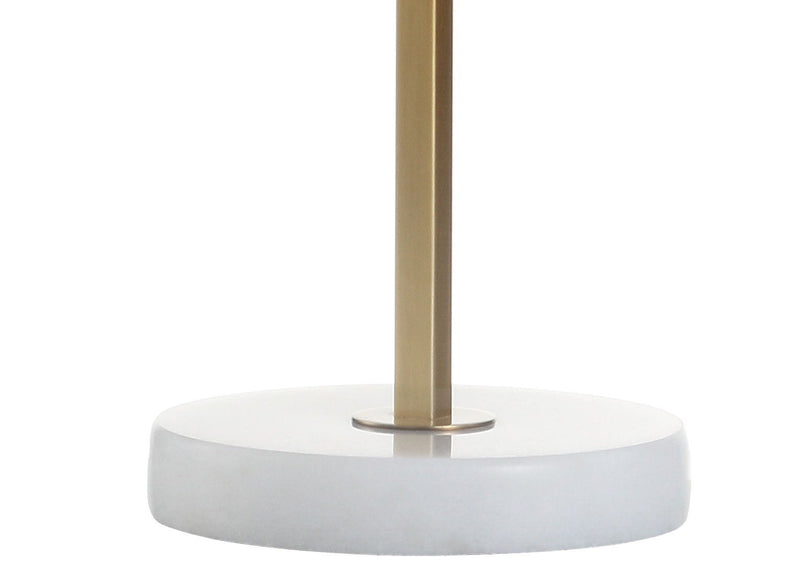 Round Table Lamp With Drum Shade - Brass / White