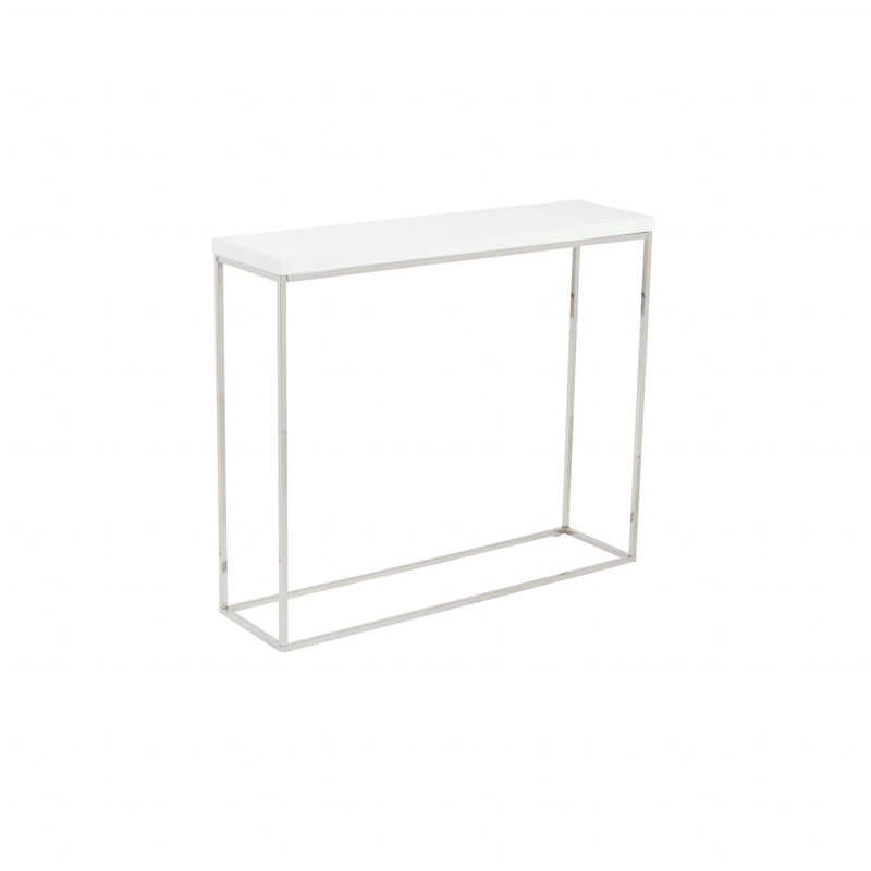 Frame Console Table - White And Silver