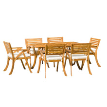 Load image into Gallery viewer, Outdoor Hermosa 7 Piece Wood Dining Set With Cushions - Teak
