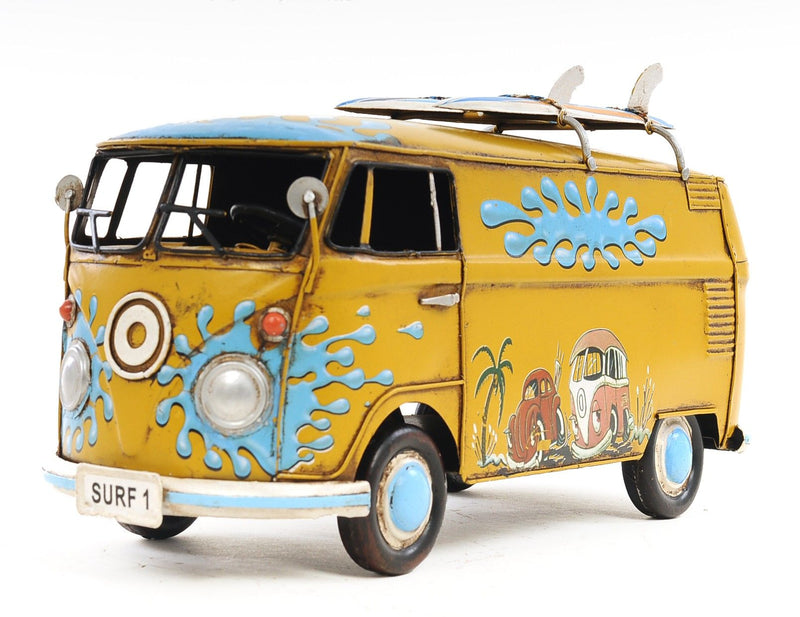 Hand Painted c1967 Volkswagen Deluxe Model Car - Blue / Yellow