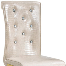 Load image into Gallery viewer, Faux Leather Metal Dining Side Chairs (Set of 2) - Beige / Gold
