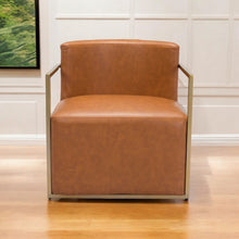 Load image into Gallery viewer, Faux Leather Arm Chair - Brown And Gold
