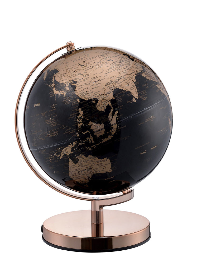 Poly Globe With LED - Black / Rose Gold