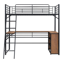 Load image into Gallery viewer, Loft Bed &amp; 3 Layers Of Shelves And L-Shaped Desk
