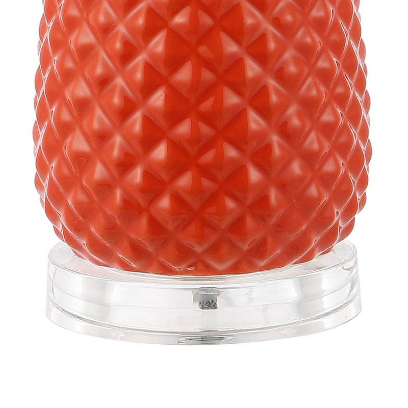 Marigold Pineapple Table Lamp With Drum Shade - Orange