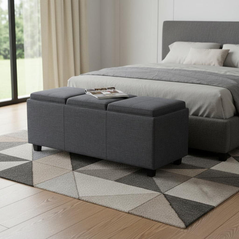 42" Upholstery Storage Ottoman - Dark Brown / Slate Gray