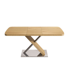 Load image into Gallery viewer, Retractable Square Dining Table, Seating 4 - 6 People, Cross Base With Stainless Steel Tubing, Expandable - Natural
