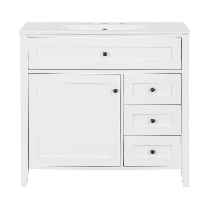 Bathroom Vanity With Sink, Cabinet With 3 Drawers And Adjustable Shelf
