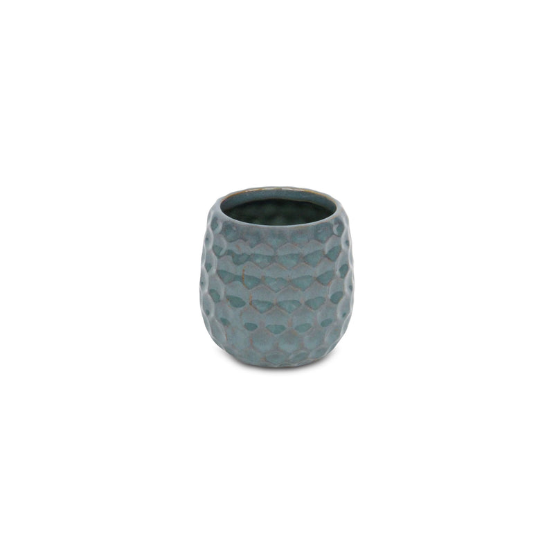 Geometric Round Pot Planter - Blue / Gold