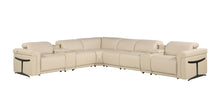 Load image into Gallery viewer, Italian Leather Modular L Shaped Eight Piece Corner Sectional With Console - Beige
