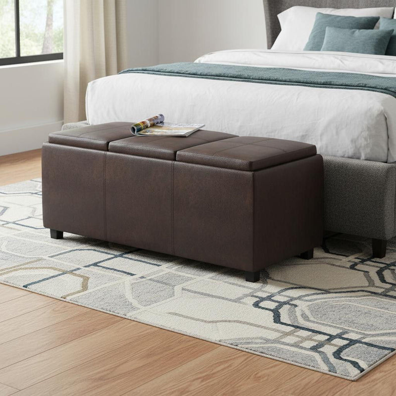 42" Upholstery Storage Ottoman - Dark Brown / Brown