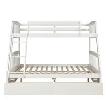 Load image into Gallery viewer, TOPMAX Solid Wood Twin Over Full Bunk Bed with Two Storage Drawers, White
