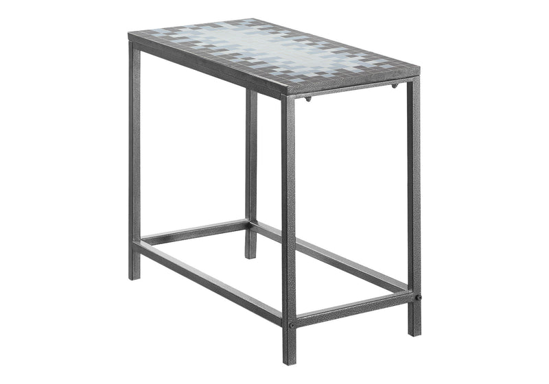 Tile End Table - Gray And White