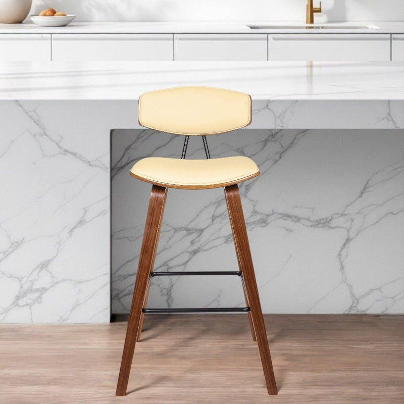 Iron Low Back Bar Height Bar Chair - Cream And Brown