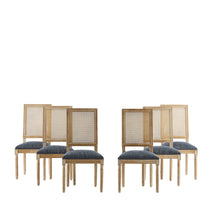 Load image into Gallery viewer, French Country Dining Chair With Rectangular Cane Backrest And Smooth Upholstered Seating
