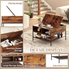 Load image into Gallery viewer, Rustic Flip Top Coffee Table With Hidden Storage - Black / Brown
