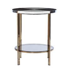 Load image into Gallery viewer, Manufactured Wood And Iron Round End Table With Two Shelves - Black
