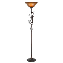 Load image into Gallery viewer, Torchiere Floor Lamp With Brown Frosted Glass Dome Shade - Amber Rust
