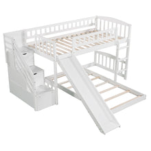 Load image into Gallery viewer, Stairway Twin over Twin Bunk Bed with Two Drawers and Slide, White(OLD SKU :LP000156AAK)
