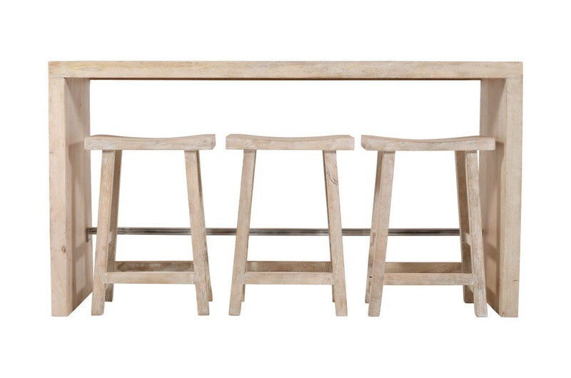 Solid Wood Rectangular Bar Table - Antiqued White