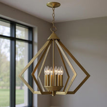 Load image into Gallery viewer, 25" Six-Light Dimmable Chandelier With Shades - Antiqued Brass

