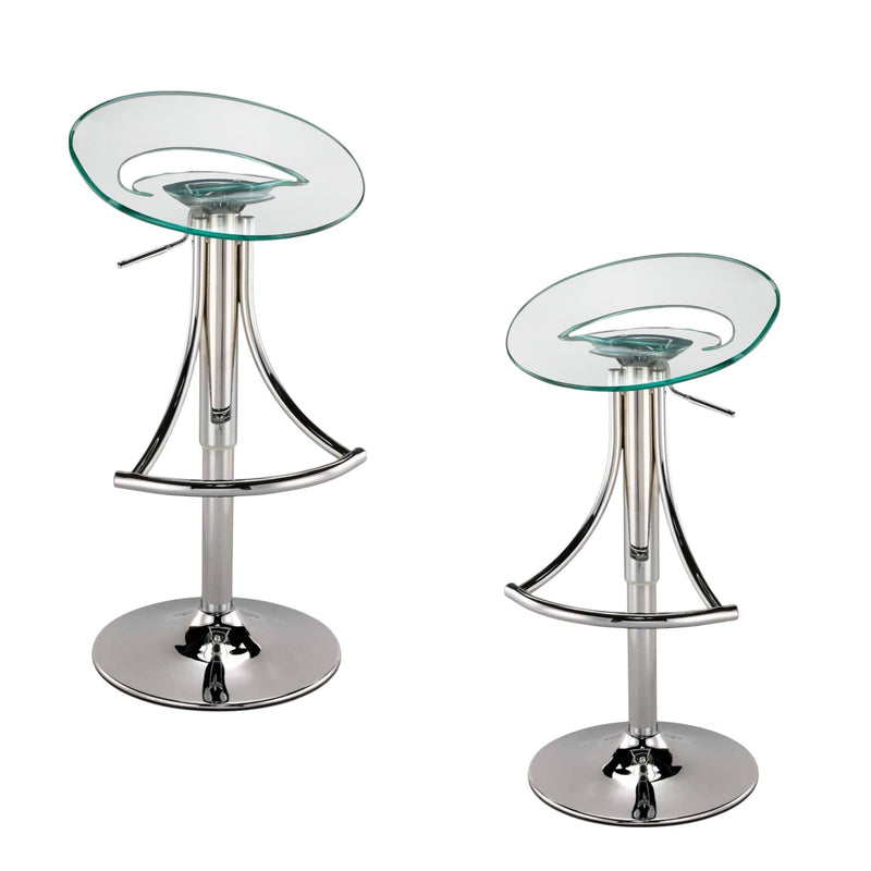 Contemporary Metal And Heavy Duty Plastic Low Back Adjustable Height Bar Chair - Clear