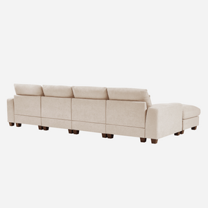 U_Style Modern Large L-Shape Feather Filled Sectional Sofa,  Convertible Sofa Couch with Reversible Chaise for Living Room