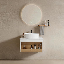 Load image into Gallery viewer, Floating Bathroom Vanity With Glossy Round Vessel Sink
