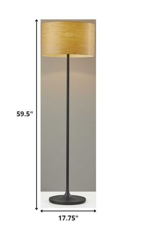 Traditional Shaped Floor Lamp With Brown Drum Shade - Black