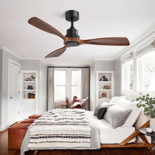 Load image into Gallery viewer, 48" Ceiling Fan Without Light, 3 Solid Wood Blades Outdoor Ceiling Fan 6 - Speed Reversible DC Motor For Living Room - Black
