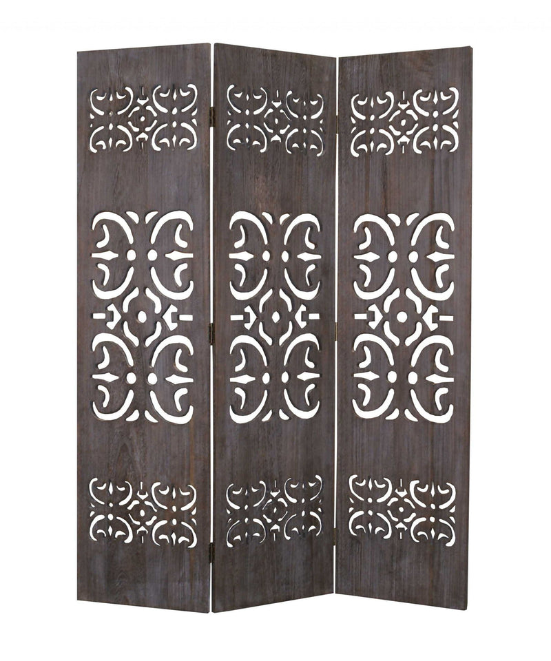 3 Panel Wood Screen - Brown