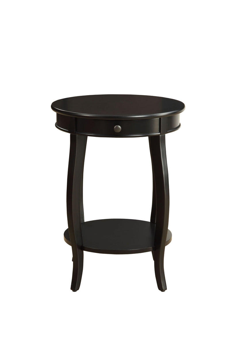 Solid Wood Round End Table With Shelf - Blakc And Black