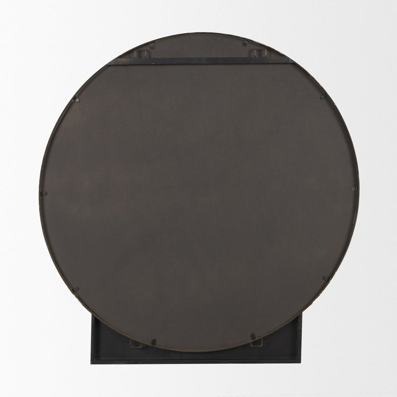 Metal Round Framed Accent Mirror - Brown