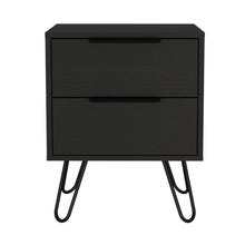 Load image into Gallery viewer, 17.7" x 13.7" x 22.4" Two Drawer Faux Wood Nightstand - Black
