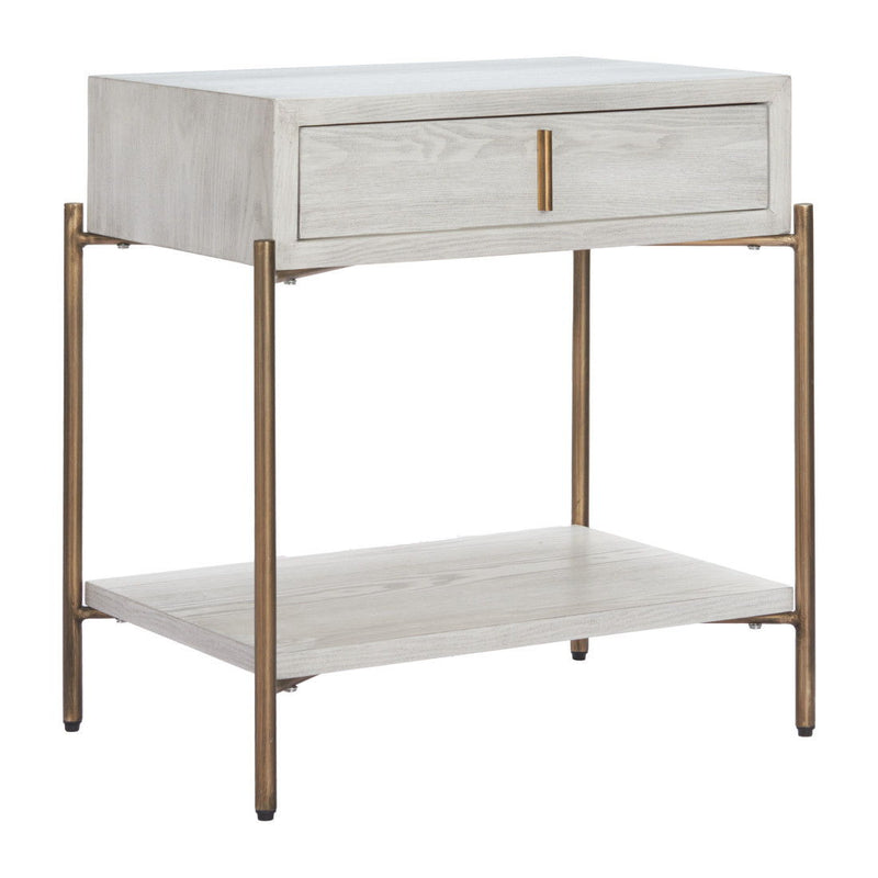 26" Pedestal End Table With Drawer - White