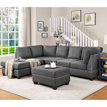 Load image into Gallery viewer, 104.5&quot; Reversible Sectional Sofa Space Saving with Storage Ottoman Rivet Ornament L-shape Couch for Small or Large Space Dorm Apartment,Gray(old SG000405AAA)
