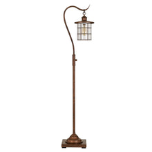 Load image into Gallery viewer, Traditional Shaped Floor Lamp With Rust Transparent Glass Drum Shade - Rust
