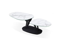 Load image into Gallery viewer, 36" Faux Marble And Metal Oval Coffee Table - White And Black
