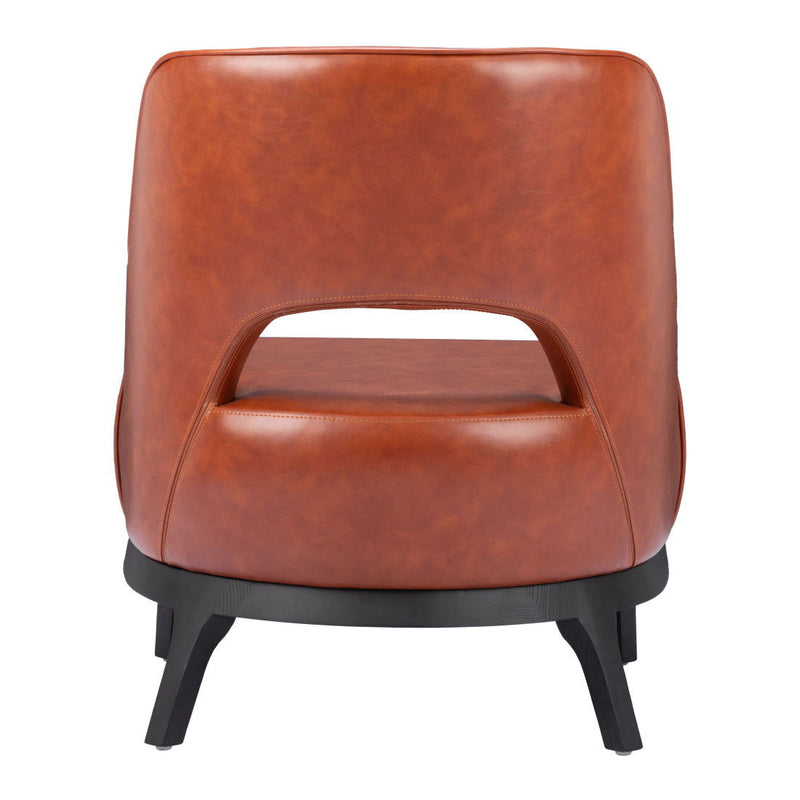 26" Faux Leather Lounge Chair - Brown And Black