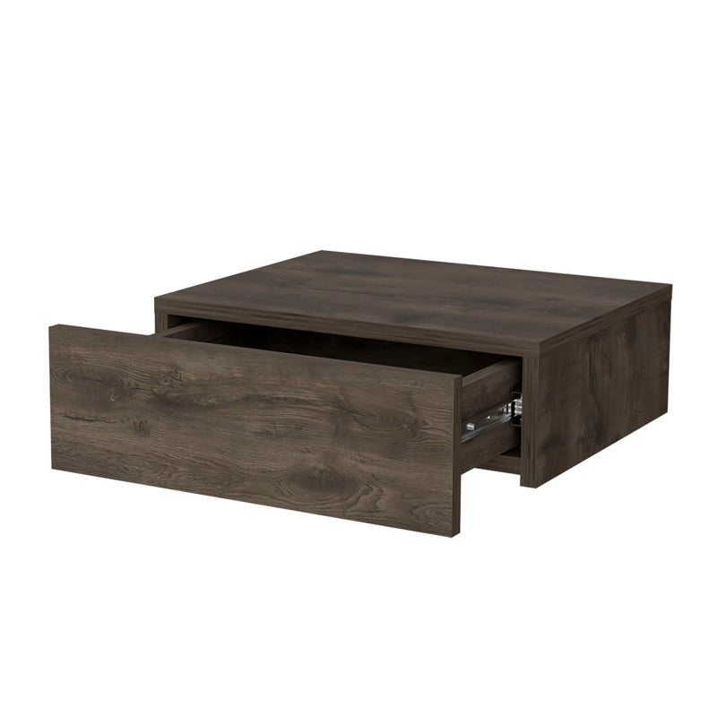 5" One Drawer Faux Wood Floating Nightstand - Dark Brown