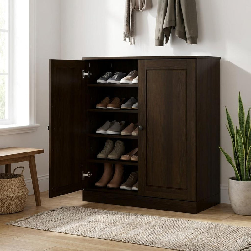 Twenty Pair Solid Woodshoe Storage Cabinet (752371) - Espresso