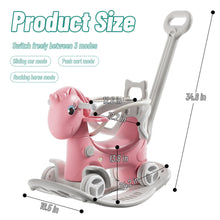 Load image into Gallery viewer, Unicorn Rocking Horse For Toddlers, Ride On Toy With Push Handle And Balance Board - Pink
