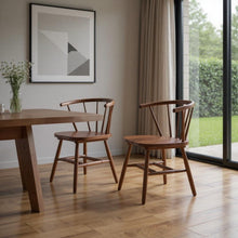 Load image into Gallery viewer, Solid Wood Slat Back Dining Side Chairs (Set of 2) - Walnut / Brown

