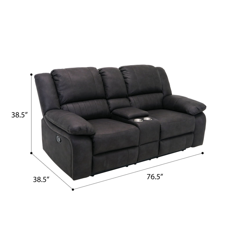 Reclining Console Loveseat - Black - Fabric